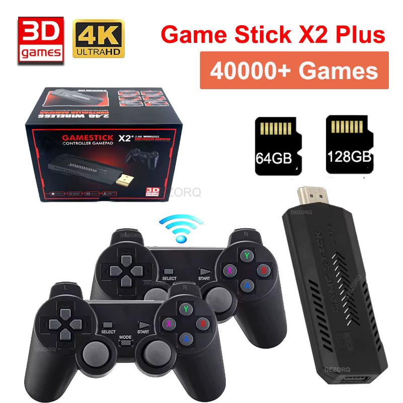 Consola de videojuegos Game Stick X2 Plus, 4K, 40000 juegos, GD10 Plus, doble controlador inalámbrico, consola de juegos Retro Consola de videojuegos Game Stick X2 Plus, 4K, 40000 juegos