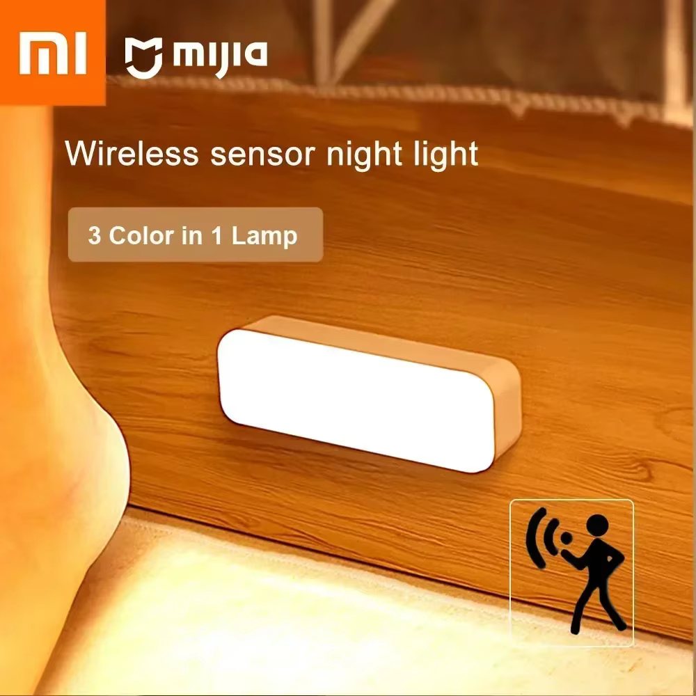 Lámpara de noche Xiaomi con Sensor de movimiento, luz LED nocturna recargable por USB, lámpara Led inalámbrica para mesita de noche, iluminación portátil para acampar Lámpara de noche Xiaomi con Sensor de movimiento